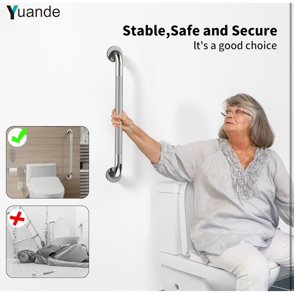 4 Pack 24 Inch Shower Grab Bar, YuanDe Chrome Bathroom Grab Bar Handle - Picture 3 of 6